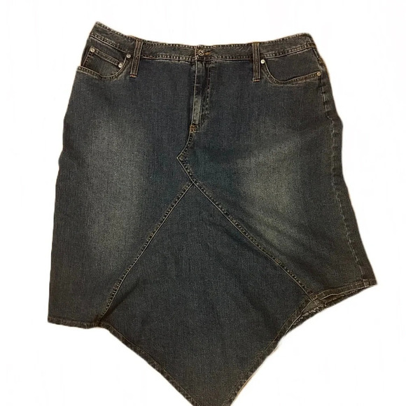 East of LA MIDI Asymmetrical Vintage Denim Skirt, Size 20 - Picture 1 of 4